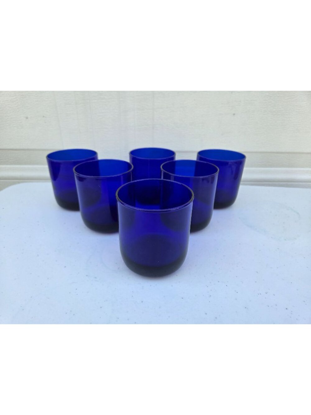 6 Libbey Metropolitan Cobalt Glasses 3 1/2" Flat Juice Tumblers